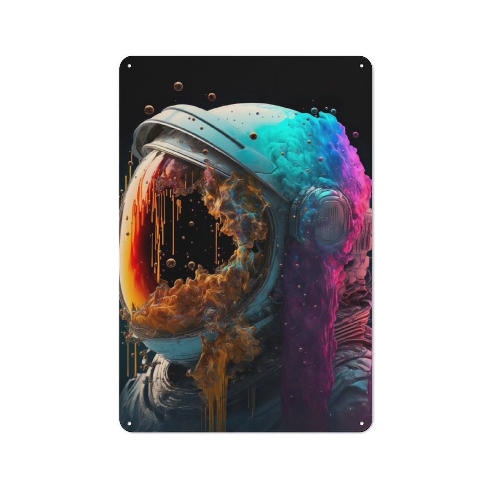 Junmoney Colorful Astronaut Retro Metal Wall Sign 30X20cm With For Garage Wall, Suited To Garage Decor Collectors