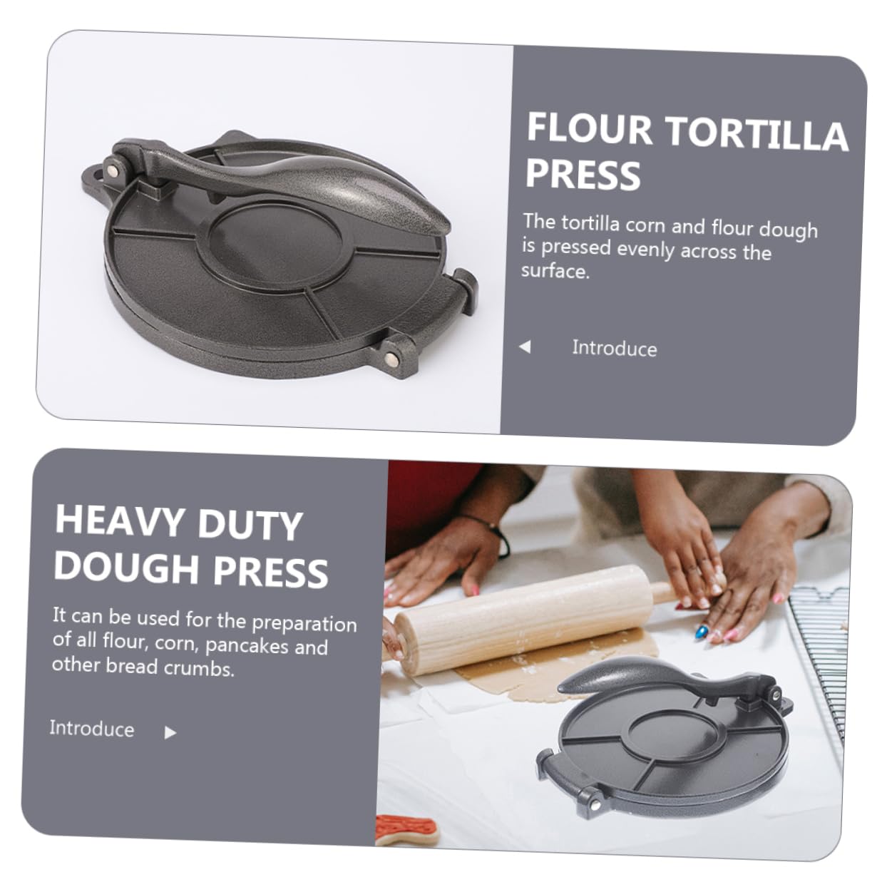 IMIKEYA Pressa Mattarello Nero per e Resistente Tortilla All'usura Alluminio in senza Bisogno di Farina e Impasto di Mais, per Uso Domestico e Professionale