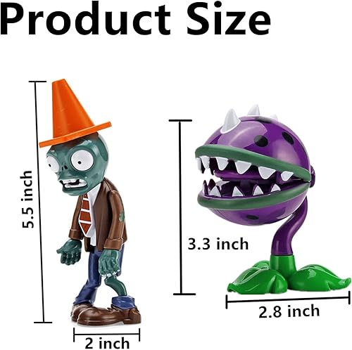 Miniatura 2 de JHESAO 2 figuras de acción de plantas y zombis, juguetes de PVZ de zombis, serie 1, 2, grandes regalos para niños y fanáticos, cumpleaños y fiesta