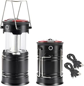 Lichamp LEDキャンプランタン 2個パック 充電式ランタン 懐中電灯 COBキャンプライト 停電 キャンプ用品 ホームハリケーン用品 E2BK