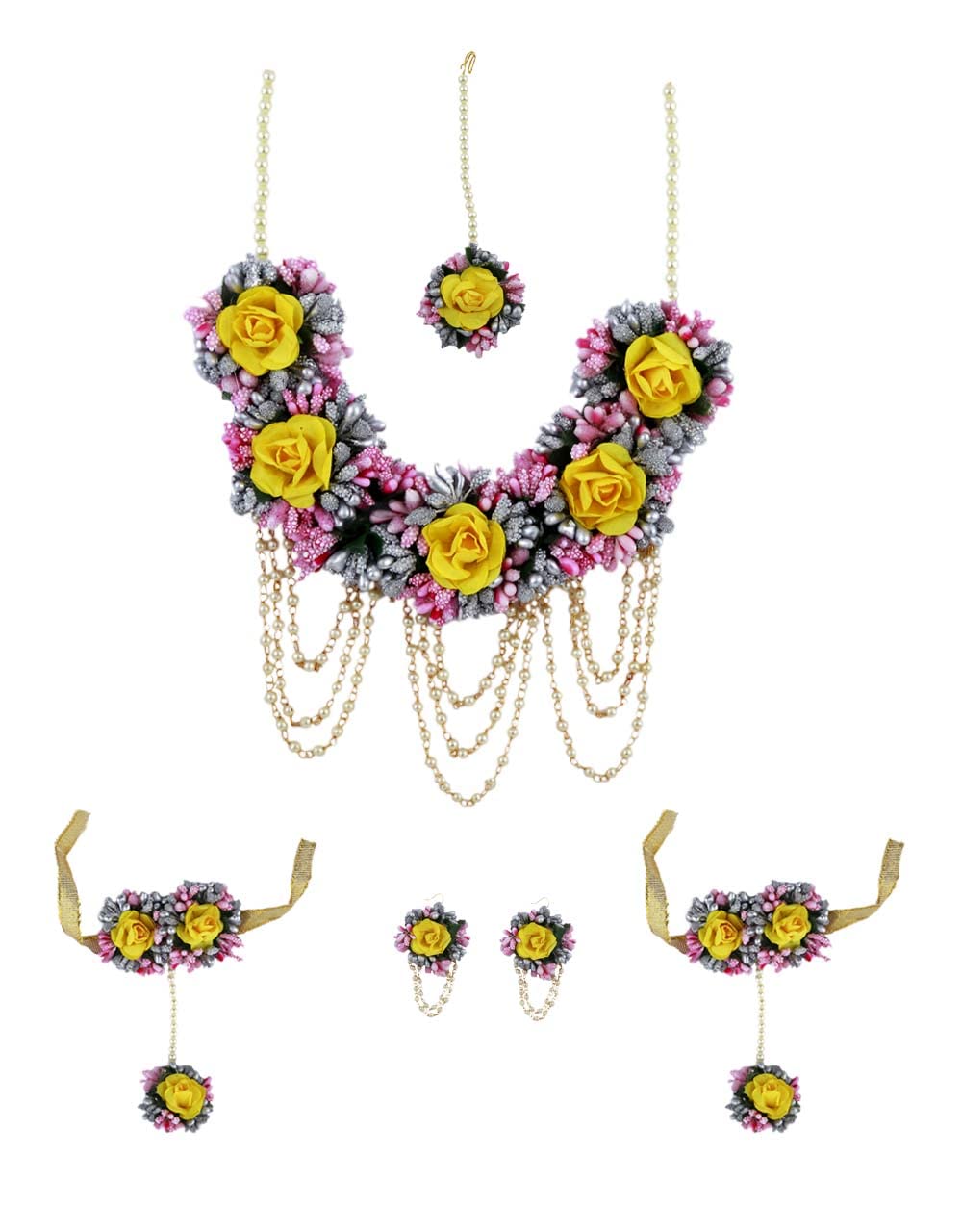 Anuradha Art Jewellery Anuradha Flower Jewellery Combo Set For Women & Girls | Haldi, Mehndi, Sangeet, Godbharari, Maternity Shoot (Multicolour) (B09JNPF4C7) Amazon Price History, Amazon Price Tracker