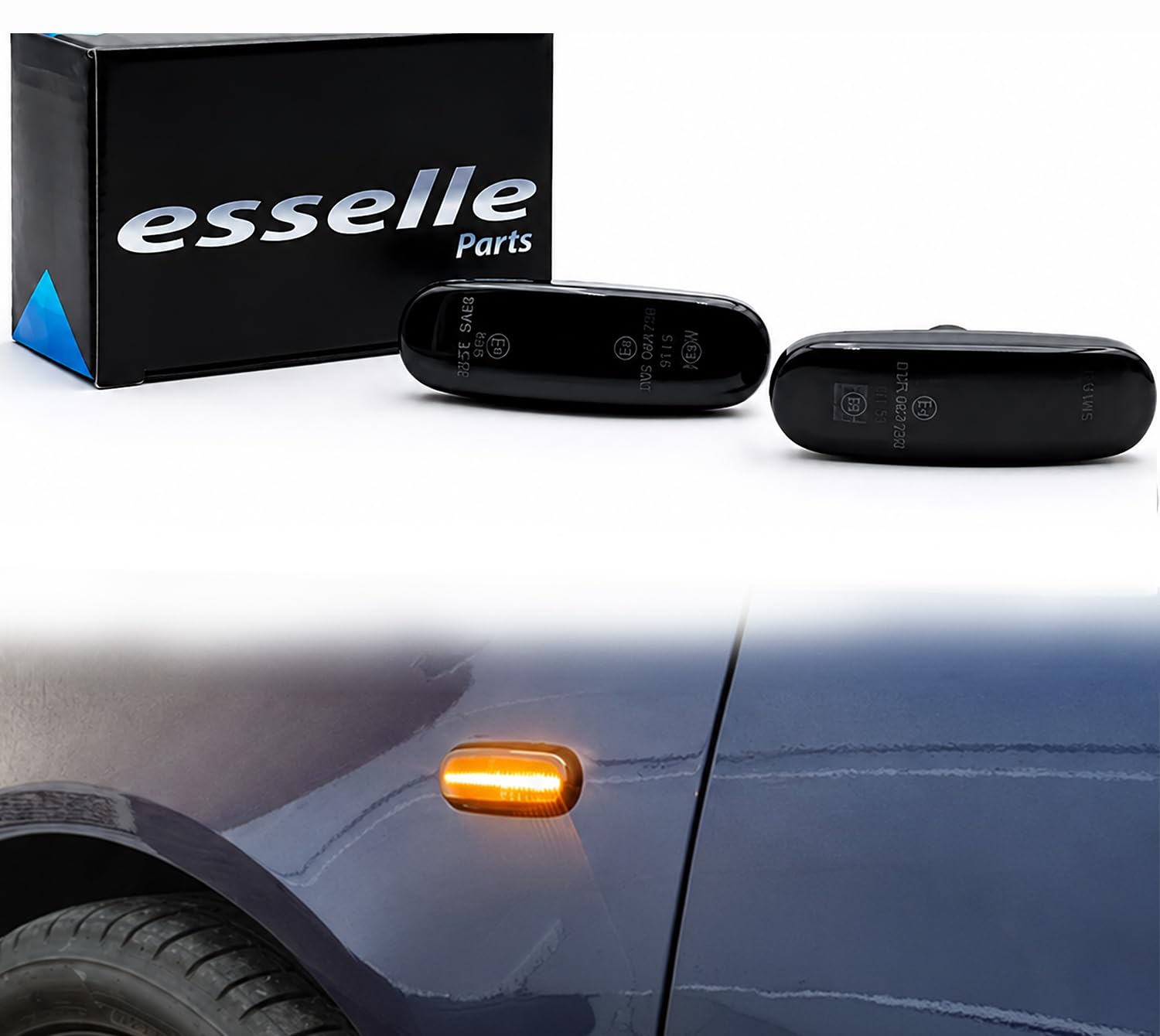 Coppia Frecce Laterali Nero Fumé Statiche a LED per Fiat Grande Punto, Punto Evo, Idea, Panda Cross, Panda 312, Qubo, Stilo, Panda 169, Pandina, Plug and Play Canbus Nessun Errore