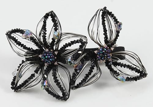 Miniatura 9 de Pasadores para el cabello, pinzas de alambre de cobre con flores de cristal, pasadores de diseño de alto nivel tejidos a mano de 3.93 pulgadas,