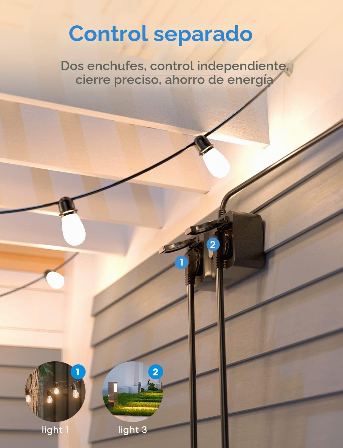 Meross Enchufe Inteligente Exterior Impermeable, WiFi Enchufe Exterior con 2 Tomas, Compatible con Alexa, Google Assistant y SmartThings, con Control Remoto