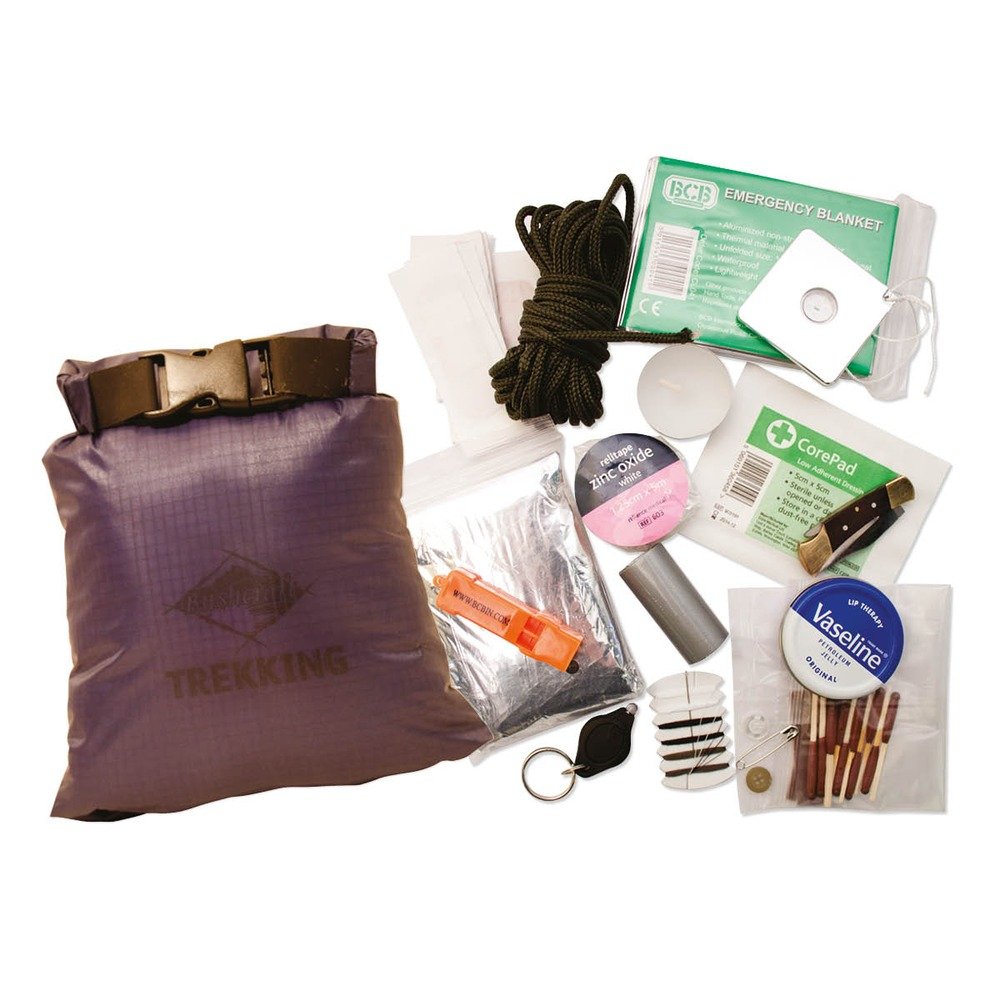 Kit de survie BCB Adventure - Kit d'essentiels pour la randonnée - Lampe de poche, Kite de couture, Allumettes étanches avec démarreur, Petit couteau pliable, Sifflet de détresse, Para corde