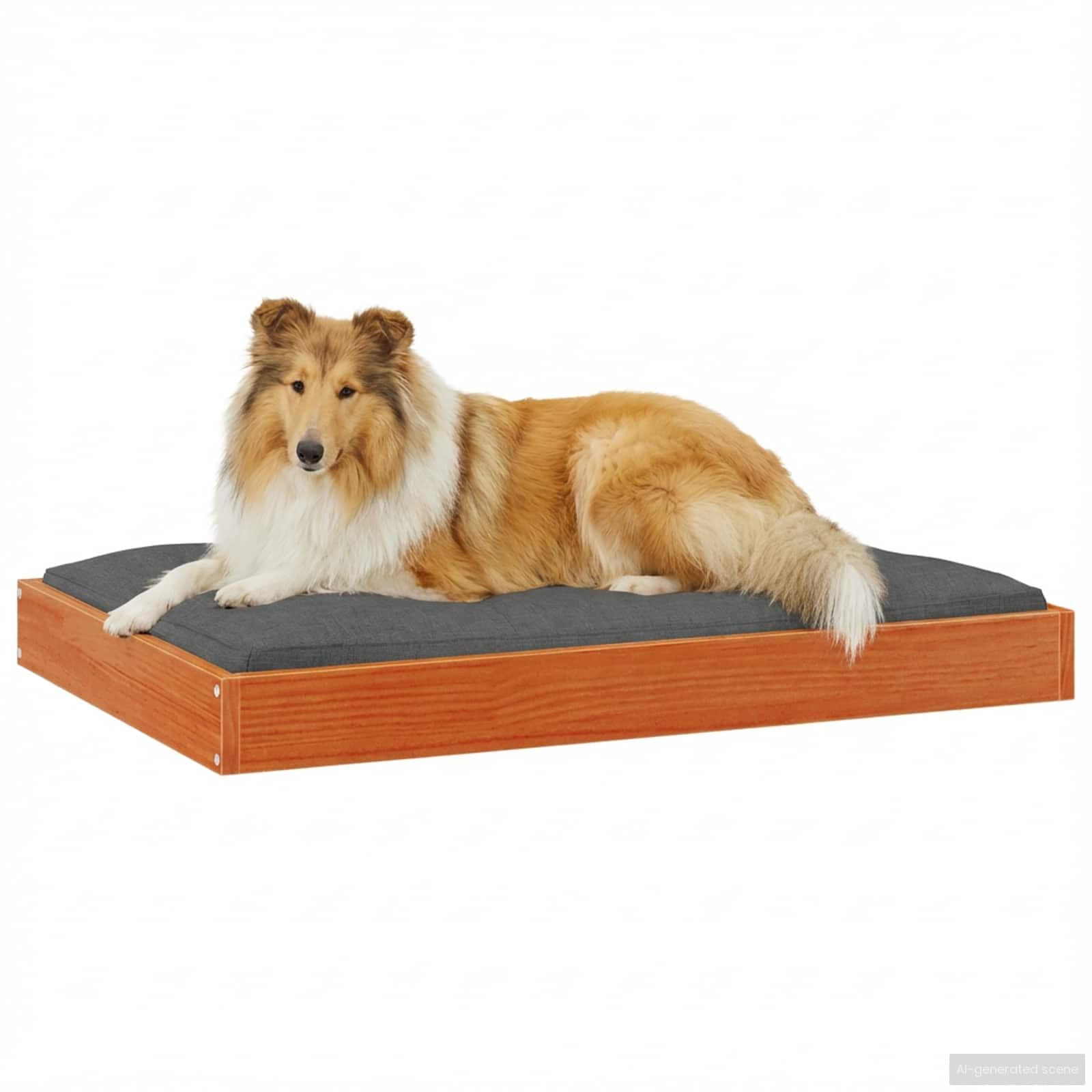 Cuccia per cani marrone cera, 92 x 64 x 9 cm, in legno massiccio di pino, robusta e durevole, per interni, comodo posto per dormire per animali domestici, cuccioli e anziani, non danneggia le