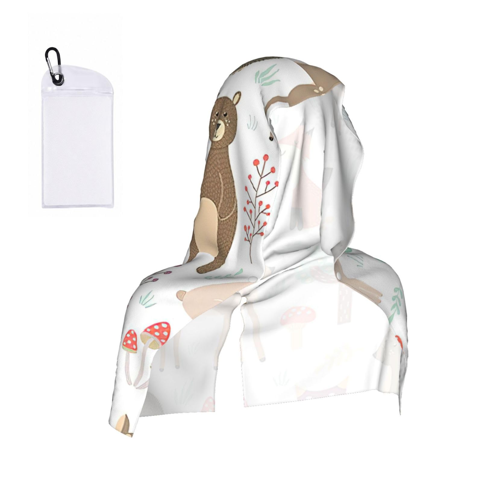 DUWAA Animals Print Reusable Hoodie Cooling Neck Wrap, Hot Weather Outdoor Sports Workout Head Towel For Stay Chill