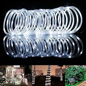 Sandoleus Solar ledlichtsnoer, 12 m, met lichtsensor, 1,2 V, 100 leds, waterdicht IP65, draagbaar, buitenlichtketting, led-lichtslinger voor bruiloften, feesten en Kerstmis, kerstverlichting