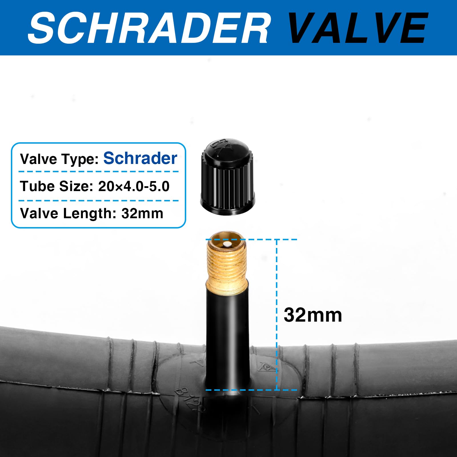 Amazon | 20×4.0~5.0 ファットタイヤバイクチューブ2個パック:AV 32mm