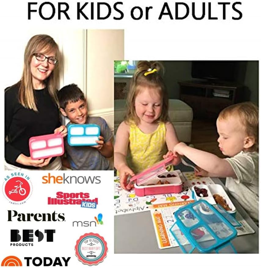 kinsho Snack Container - Small Bento Lunch Box for Kids Girls Boys Toddlers | MINI Leak-proof Boxes, Baby Bentobox for Daycare, Portion Containers, BPA-Free Pink and Blue Set of 2 - Image 5