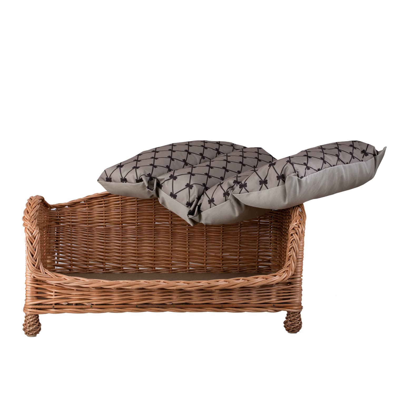 Canapé - Panier pour Chien en Osier avec Coussin