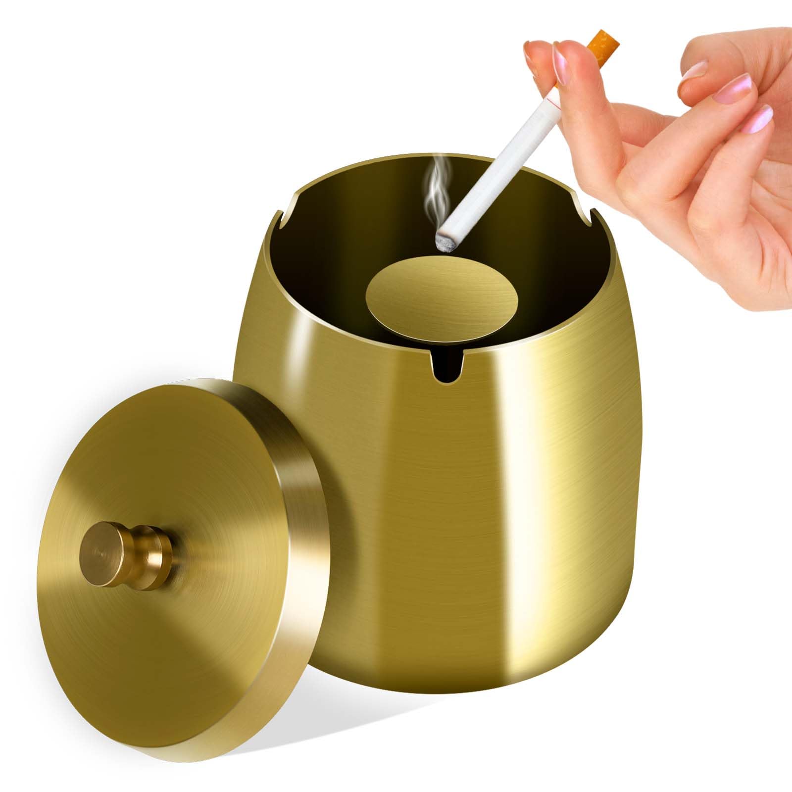 Keramik-Aschenbecher Mit Deckel – Winddicht, Geruchshemmend, 11x11x8 Cm – Für Terrasse, Balkon, Büro