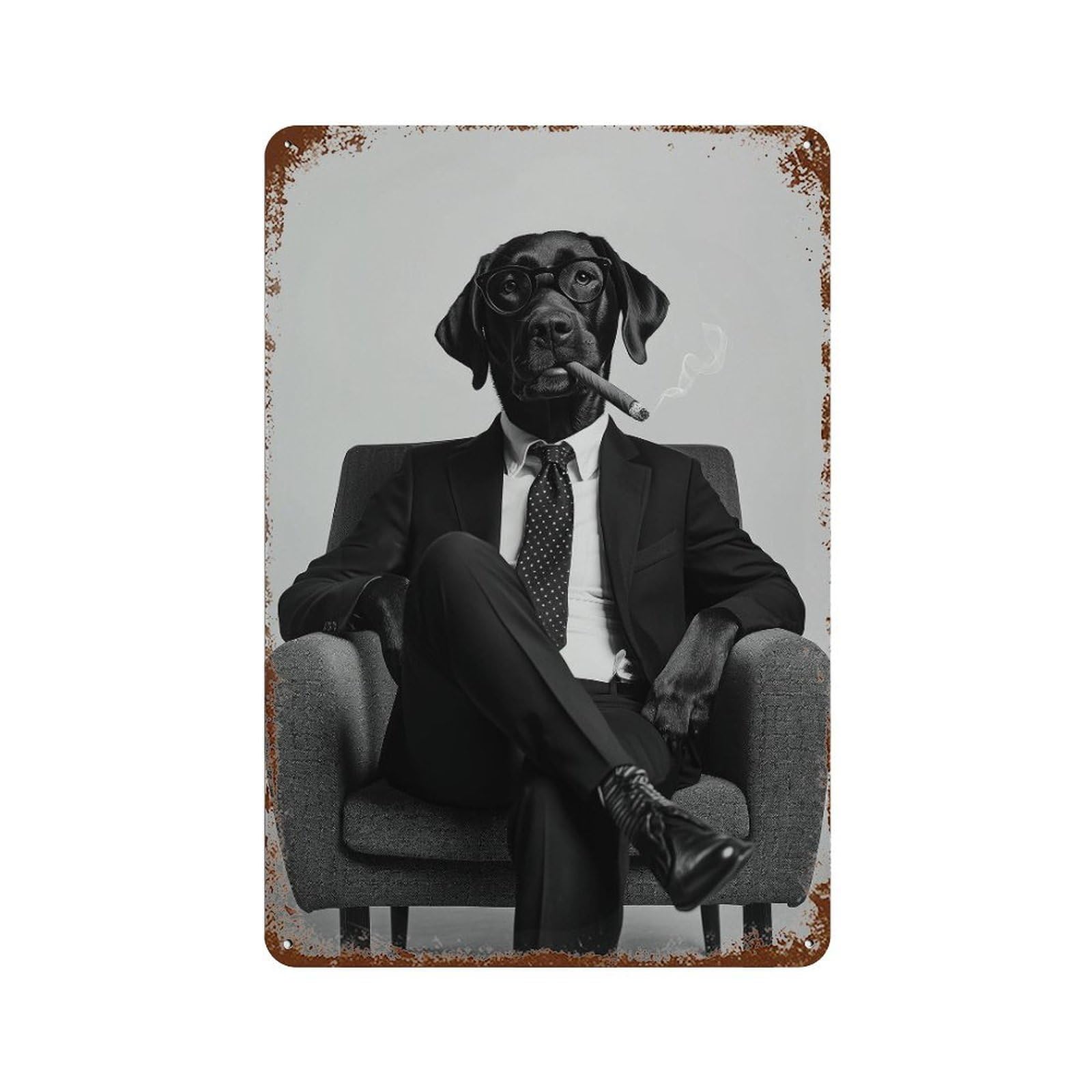 xiaoxiaoshen Labrador Smoking Wall Art Wall Decor Art Metal Tin Poster Modern Home Decor Art Home Bar Shop Decorations Vintage Sign 30x20cm