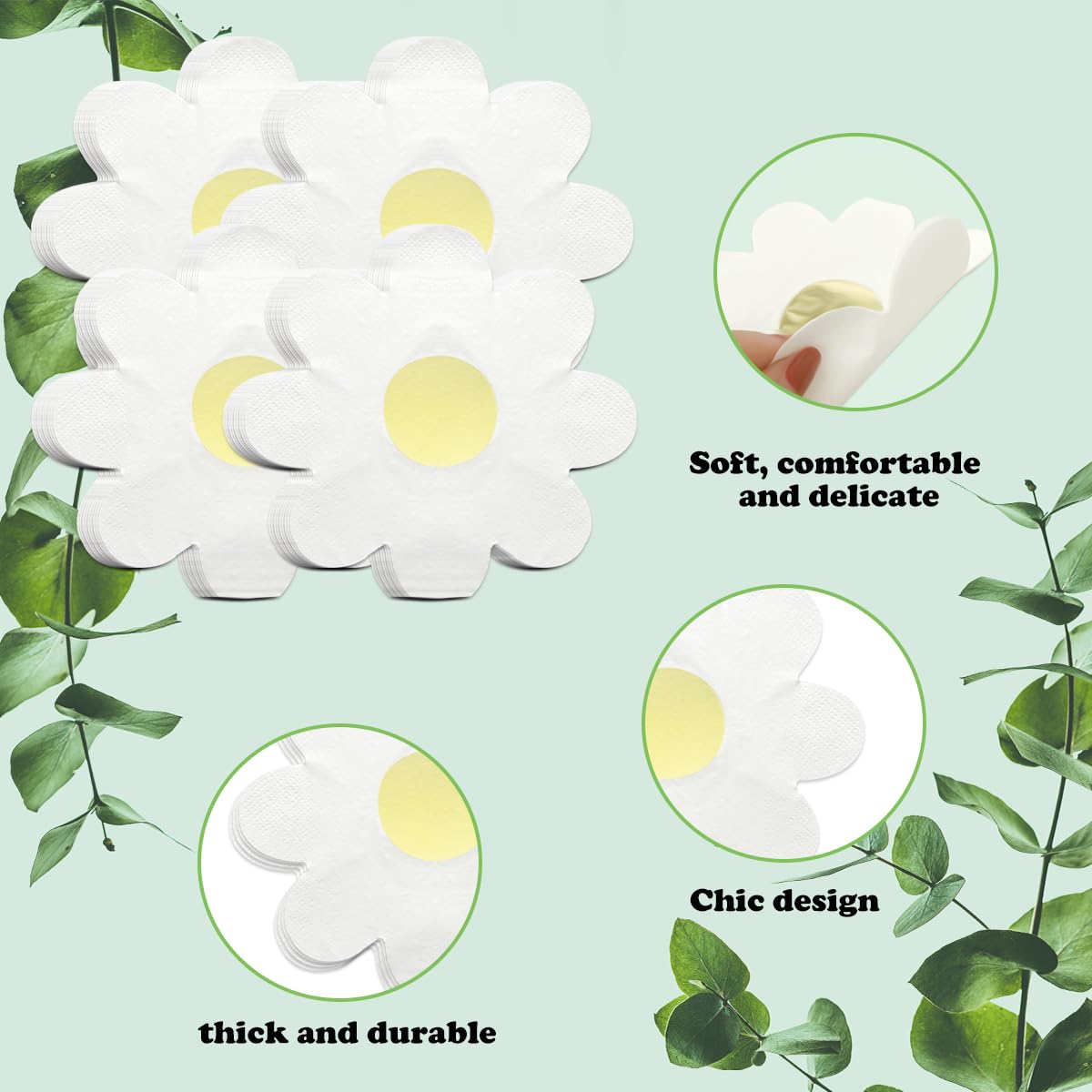 80 servilletas de margaritas, servilletas de papel de margaritas en forma de flor, servilletas de cena desechables para bodas, fiestas de cumpleaños, baby shower, suministros de vajilla