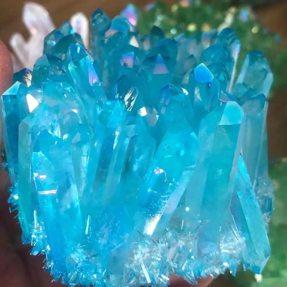 AUOQKQUT Decorative Ornaments Light Blue Crystal Electroplating Crystal Cluster (Size : 1pcs)