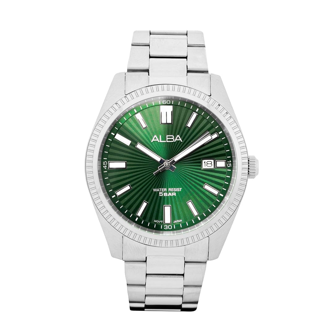 Alba Stainless Steel Mens As9S67X1 Emerald Green Textured Dial Analogue Watch, Band_Silver (B0DBG8QRQ9) Amazon Price History, Amazon Price Tracker
