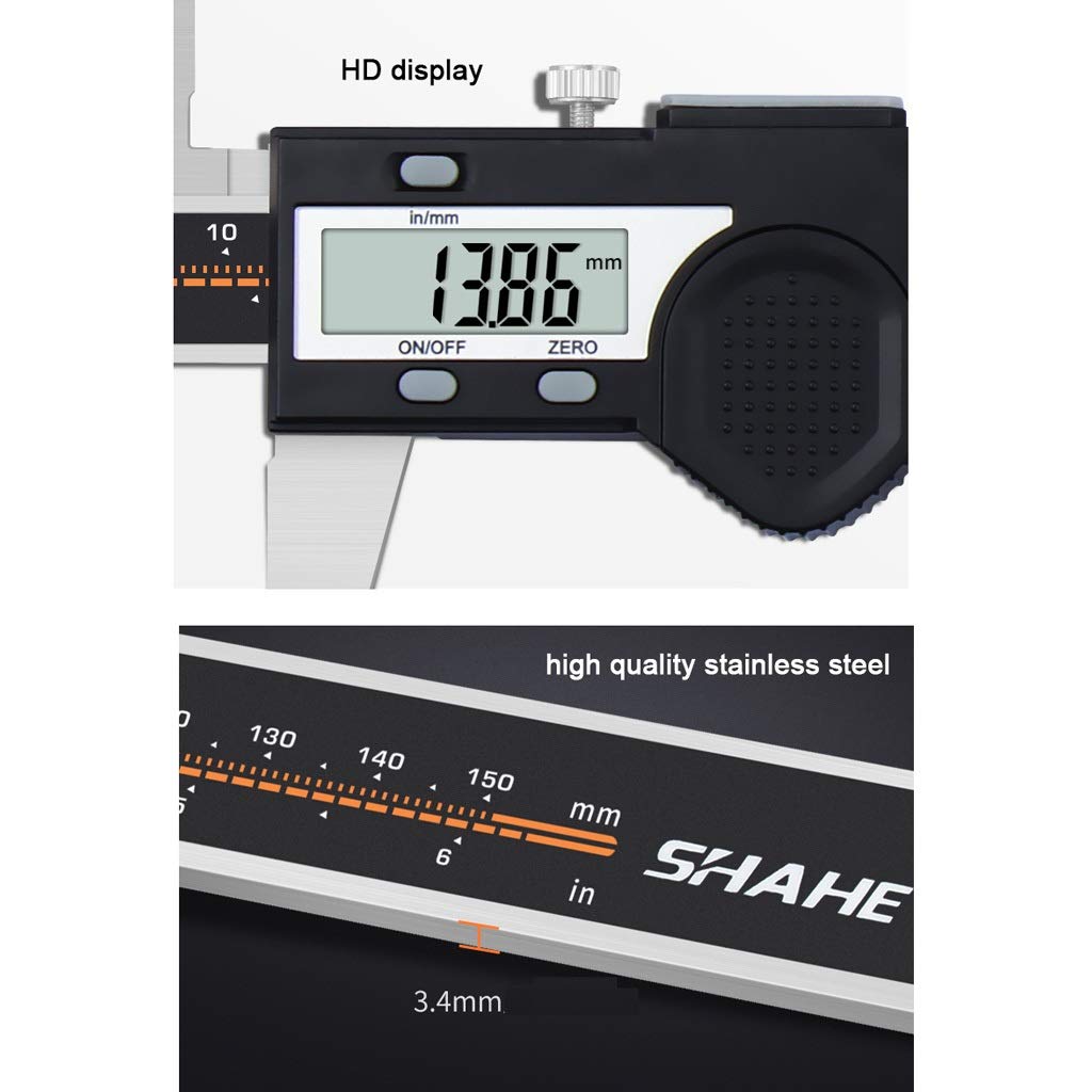 Suwalizki Elektroniczny Cyfrowy Cyfrowy Zacisk Ze Stali Nierdzewnej Vernier Caliper High Precision Industrial Pomiar Narzędzia Zakres: 0-150mm
