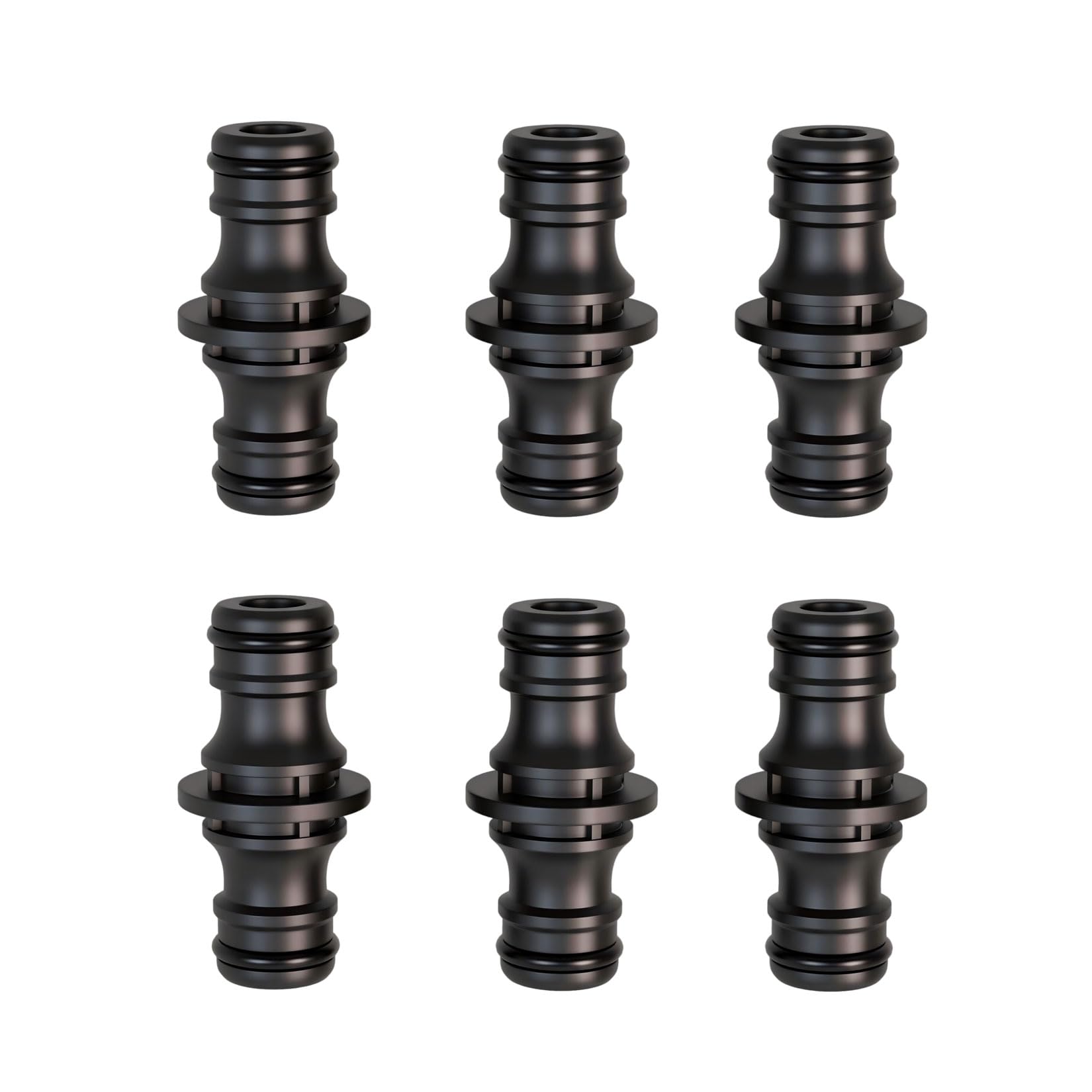 Xiqunw 6 Stück Gardena Schlauchverbinder 1/2 Zoll, Zweiseitige Schlauchkupplung Doppelstecker, Sichere Verbindungsteil zur Schlauchverlängerung für Garten & Haus Schwarz