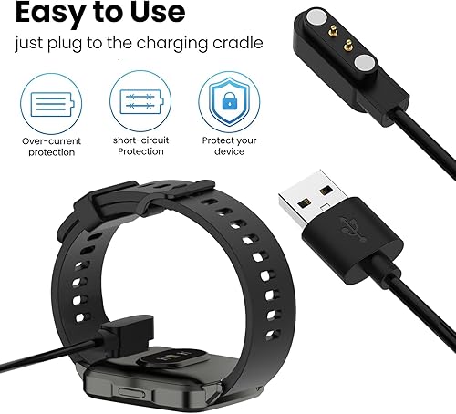 Miniatura 2 de Chofit Para reloj inteligente militar cargador K27 K28 K55 C20 C16 Smartwatch Cable de carga (negro y negro)