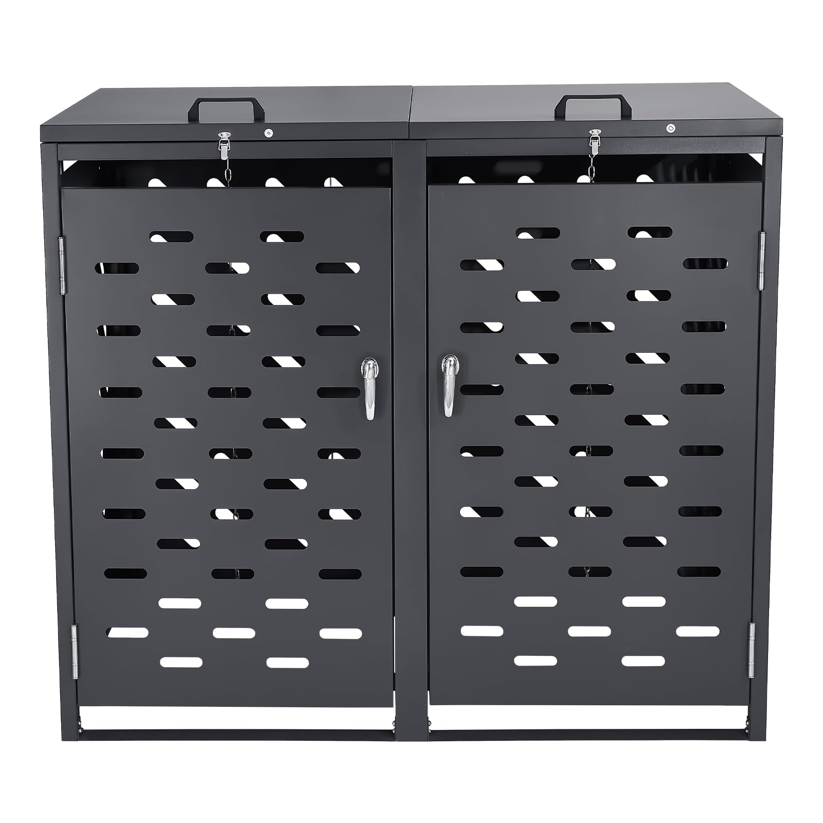 VEVOR Abri pour poubelles, 2 x 240 L, Rangement pour poubelles Horizontal, avec Couvercle à chaîne, boîte de Rangement à poubelles d'extérieur, étanche et verrouillable, pour Jardin, Cour et terrasse