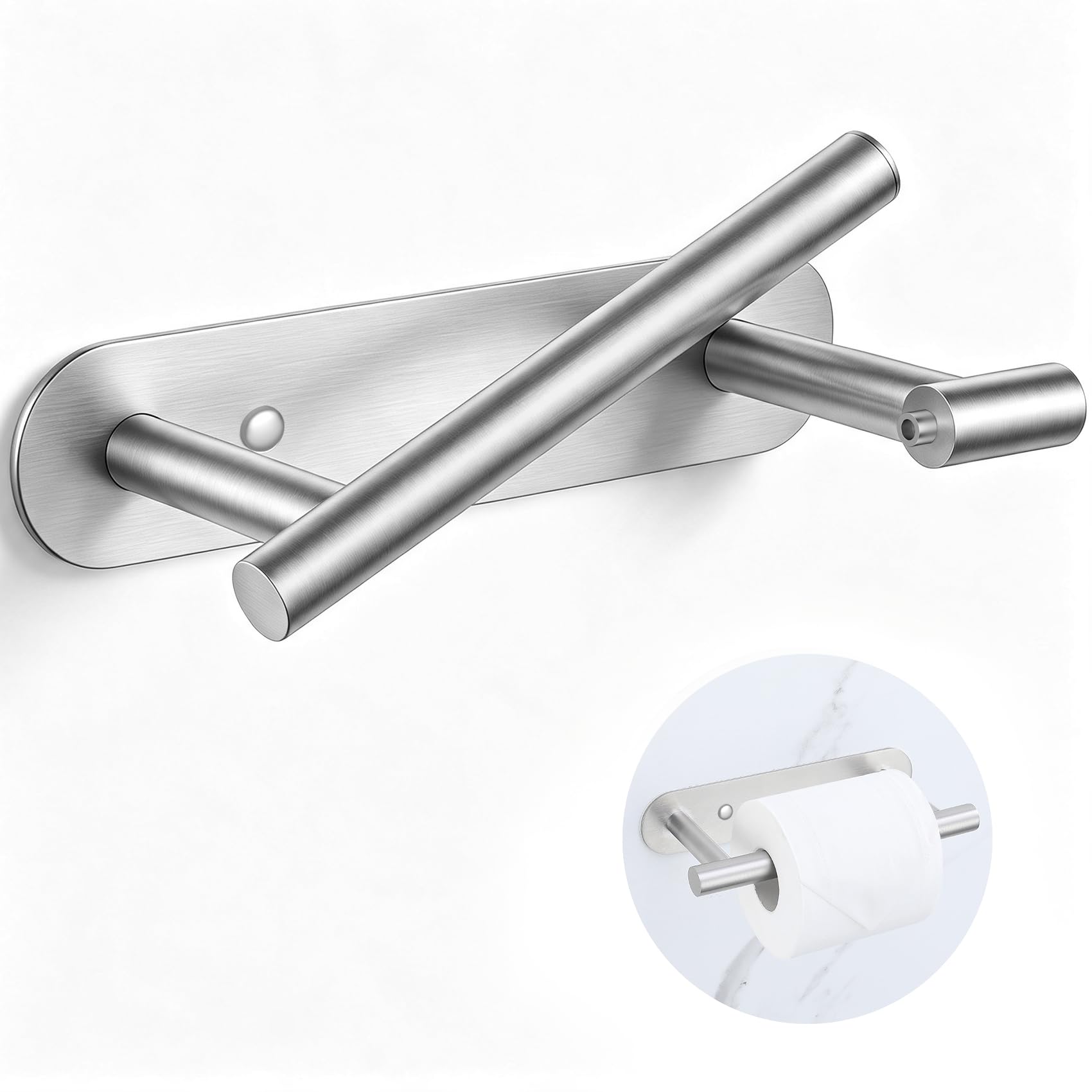 Lairuier Brushed Nickel Toilet Paper Holder, Adhesive & Screw Wall Mount