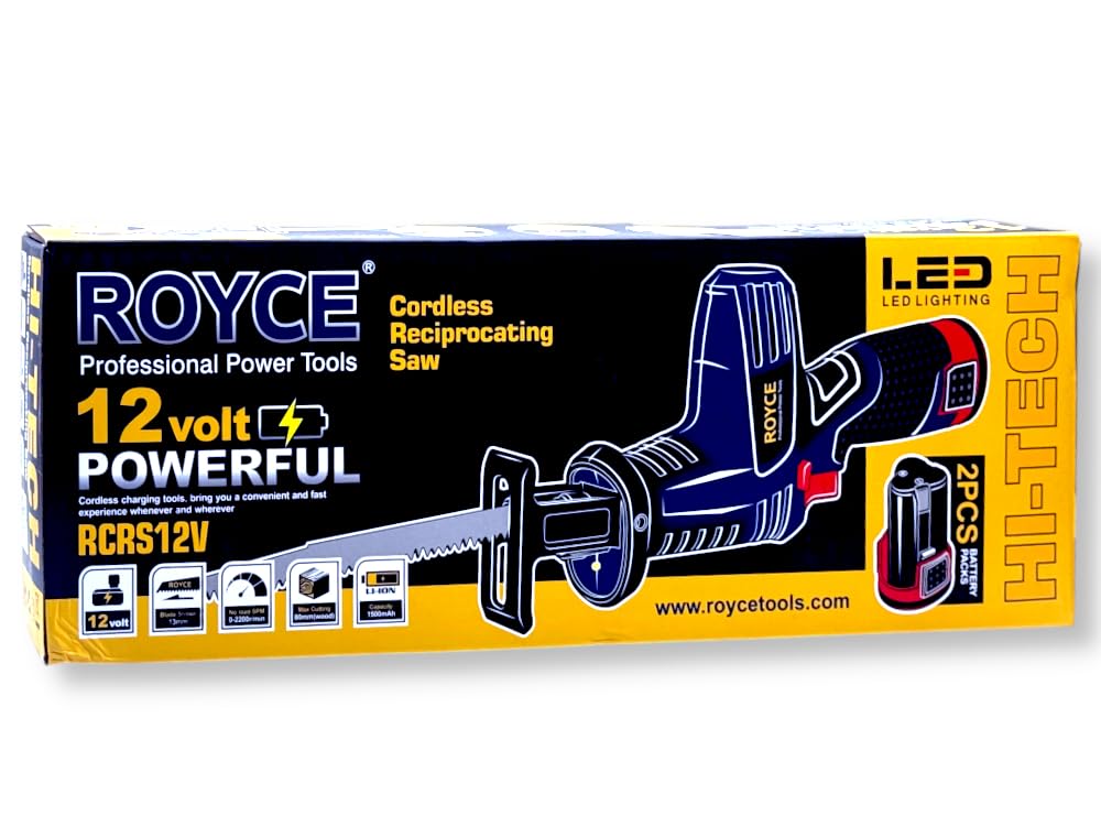 ROYCE RCRS12V SEGHETTO ALTERNATIVO ELETTRICO RICARICABILE A GATTUCCIO 2 BATTERIE MULTIMATERIALE CON DOPPIA BATTERIA AL LITIO 1500mAh