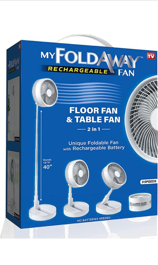 7039 My Foldaway Rechargeable Fan, 3 Speeds, Expands Up to 40-in. - Quantity 6