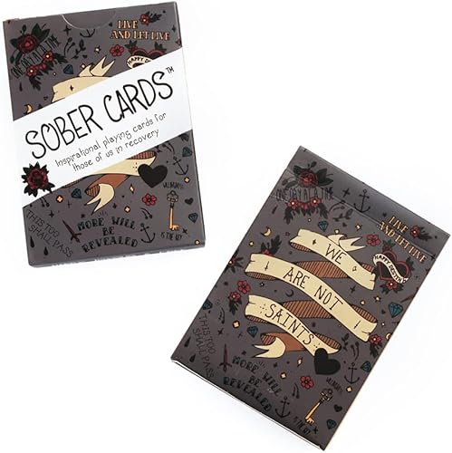 Sober Cards Tarjetas de póquer temáticas de Alcoholic Anonymous Cartas de juego Alcoholic Anonymous con citas inspiradoras Cartas de juego