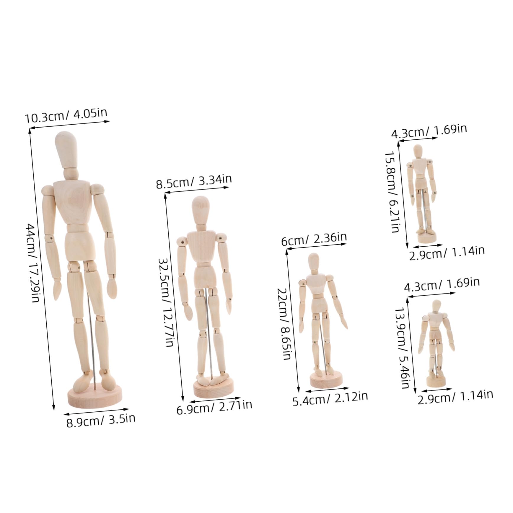 VILLCASE 5 Pièces Mannequin Dessin Articulé avec Support Bonhomme Articulations Précises Modèle Poseable pour Étude et Croquis Artistique