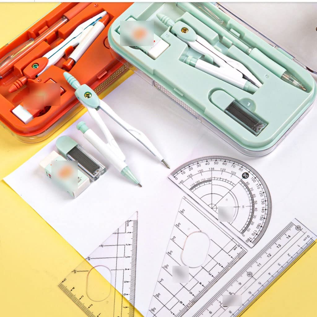 Set di matematica Set di goniometro Bussola da disegno Bussola Studente Set Righello dritto Strumento di disegno a triangolo Studente multifunzionale che impara a disegnare gli studenti utilizzando il