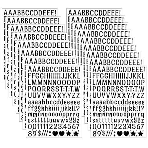 HJZHII 15 hojas de pegatinas con letras, 3780 unidades, color negro, con números alfabéticos, resistentes a la intemperie, autoadhesivas, kit de letras adhesivas para manualidades, tarjetas de