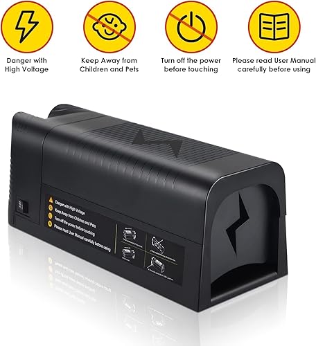 Miniatura 4 de Trampa eléctrica para ratones con puerta antiescape, trampas efectivas para ratas en interiores para hogares, matanza instantánea rápida, trampa