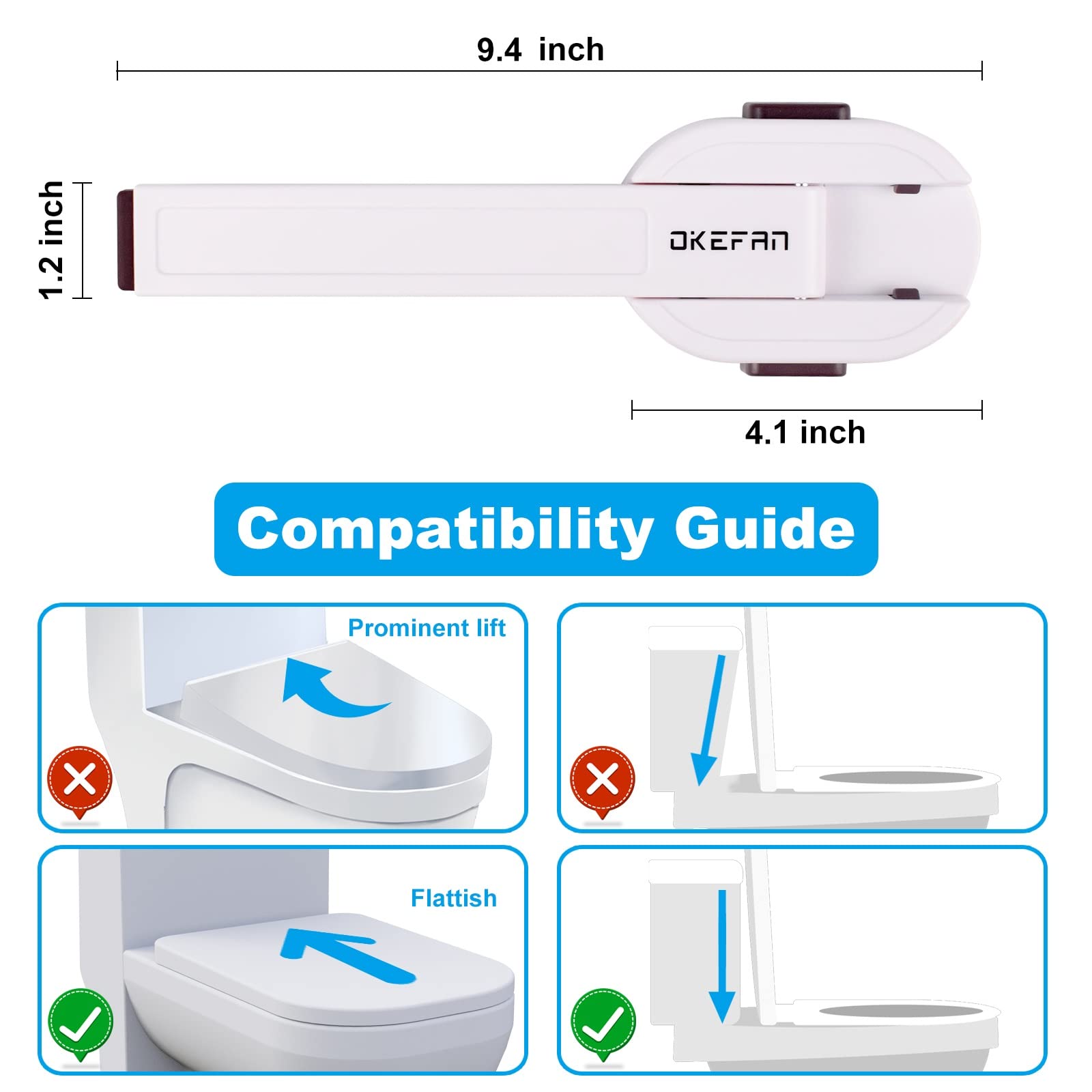 Toilettenschlösser Baby Proof – OKEFAn WC-Sitzschloss Kindersicherung für Kleinkinder Klebe Kinder Proofing Toilettendeckelschloss Einfach zu installieren, kein Bohren erforderlich (1)