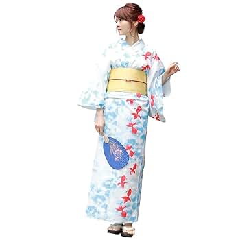 新品浴衣◇ 白地に金魚　変わり織り 新品浴衣 ポリエステル変わり織り 【白地に金魚と流水】呉服屋
