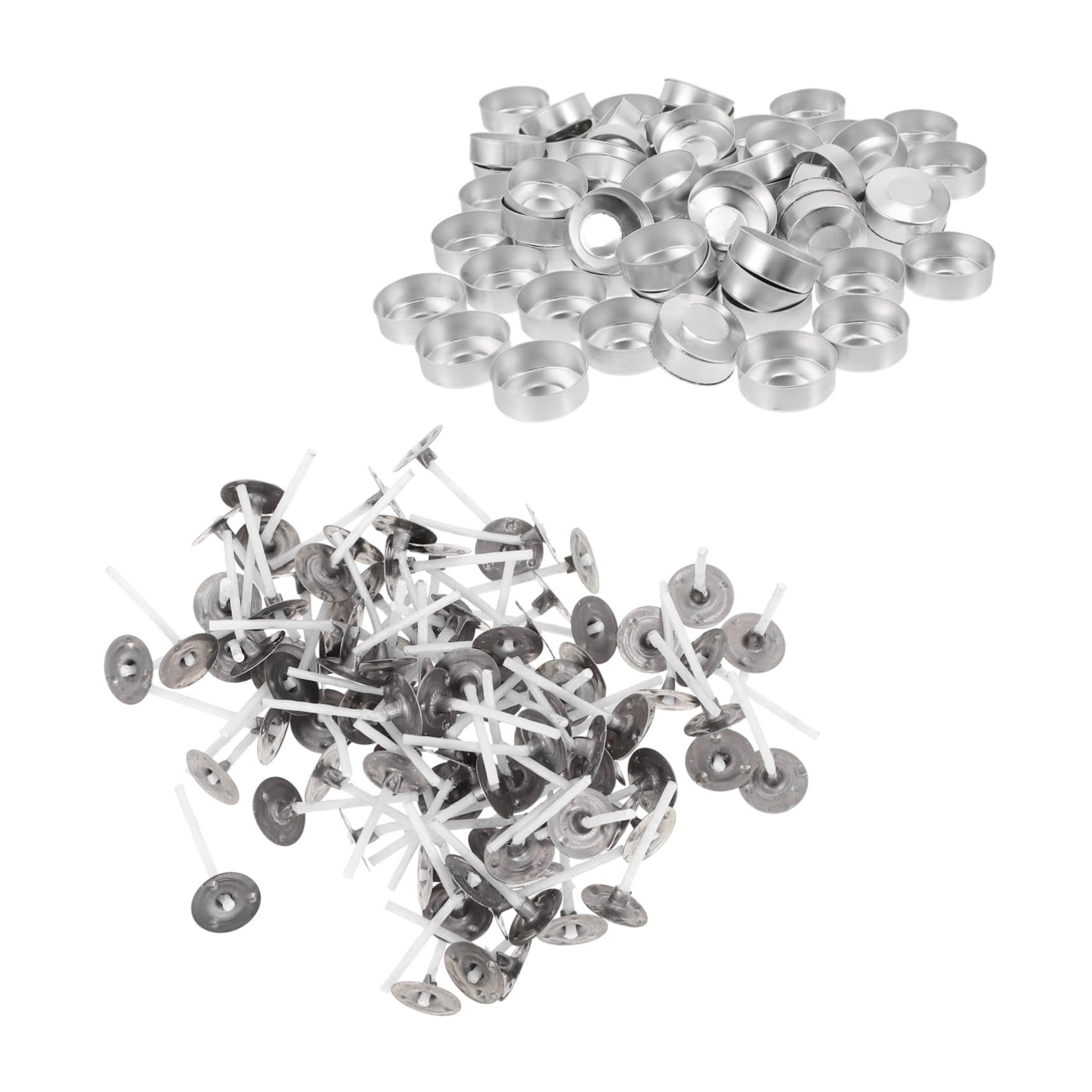 Housoutil 200pc Tea Light Base Aluminum Shell Holder Empty Wax Container for Candle Making Kit