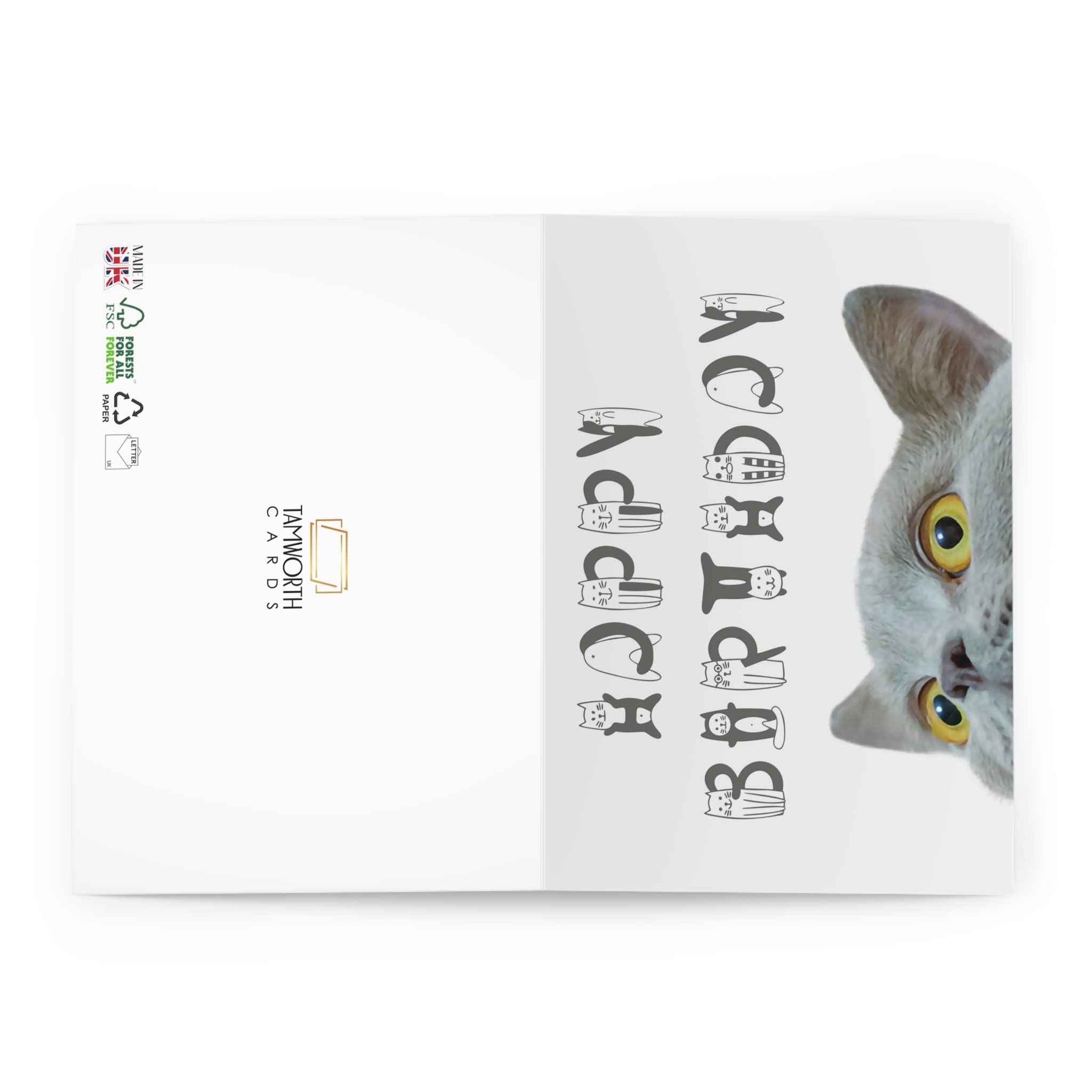 Greeting Card Cute Blue British Shorthair Cat Lover Floral Pet - Groceries - View #3