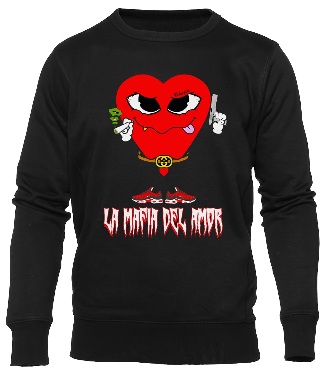 Mafia of Love Jersey Negro para Hombre Mujer Unisex Manga Larga Cuello Redondo Jumper Black Unisex