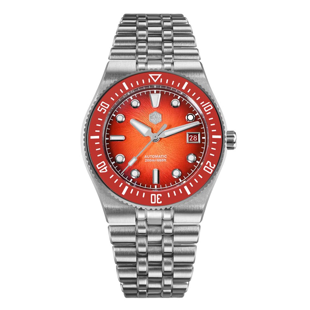 San Martin 9015 Automatyczny zegarek męski do nurkowania, 40 mm bransoletka ze stali nierdzewnej 316L 200 m wodoodporne zegarki SN0148-GB