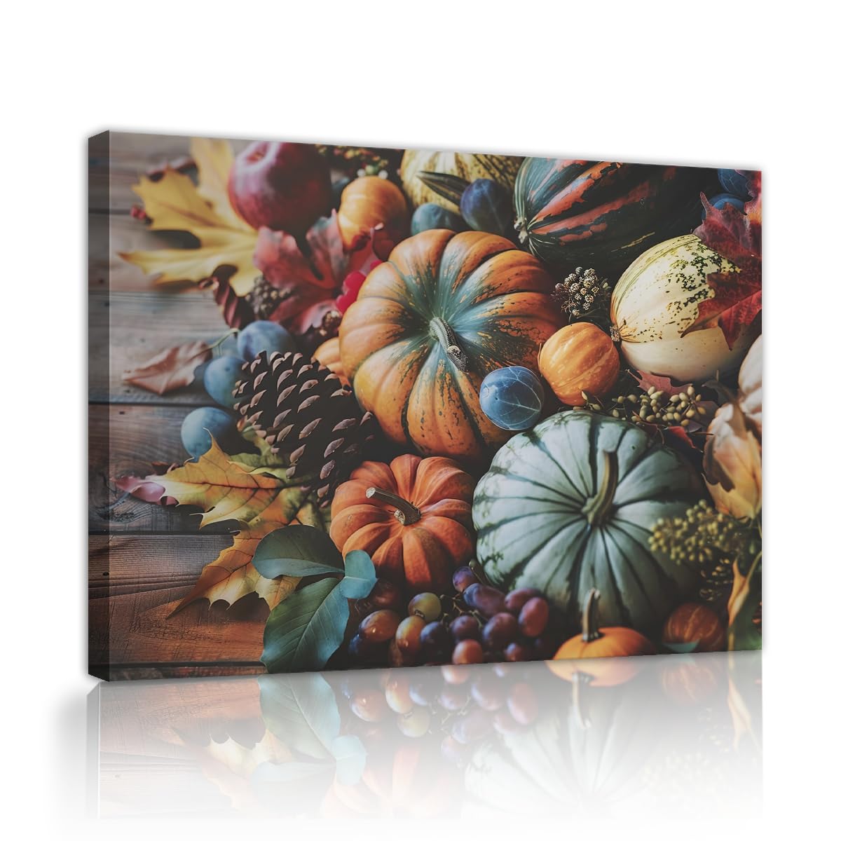 TOANGWALL Vintage Pumpkin Canvas Wall Art Kitchen Autumn Harvest Thanksgiving Pictures Artwork for Apartment Restaurant Cafe Entryway Decor 85x100cm