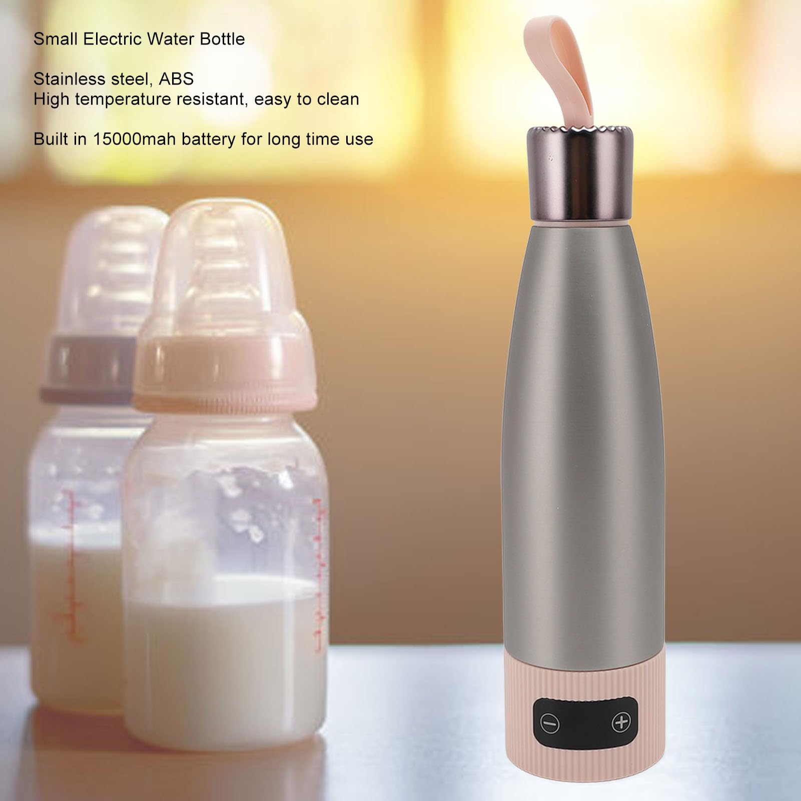 Sxhlseller Calentador de Leche Portátil, Calentador de Biberones Rápido Inalámbrico para Leche Materna, Fórmula, Agua, Calentamiento Rápido de 55 ℃ y Recargable por USB 15000 Mah, Hervidor