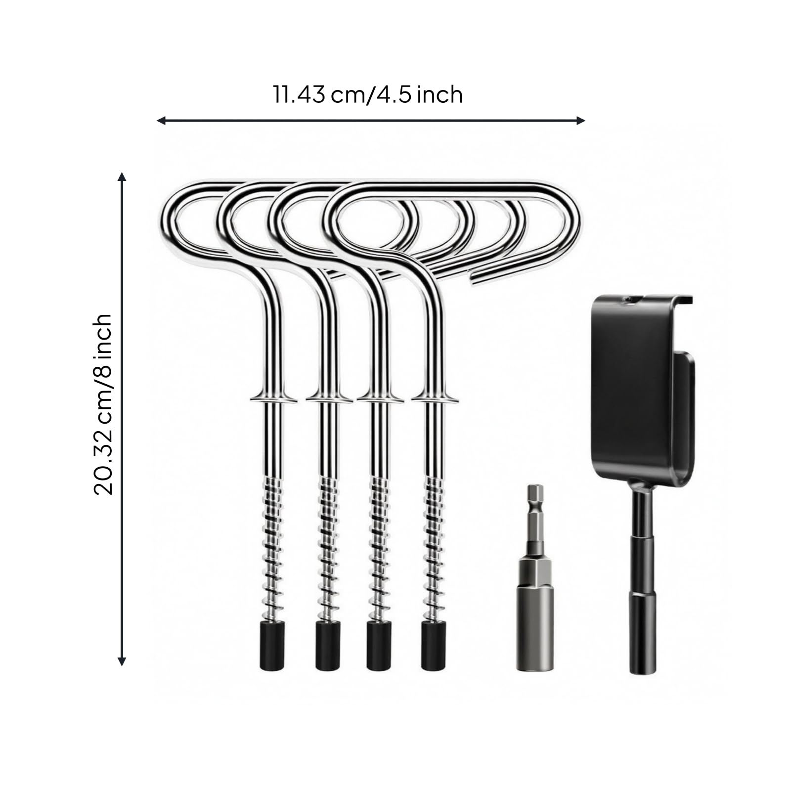 rockible 4 Pezzi Ancoraggio a Spirale Resistente Filettati, Picchetti a Spirale con Strumento di Instzione, Robusti, per Campeggio Invernale