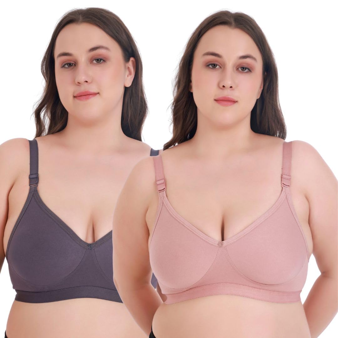 aimly Women's Cotton Polyester Non Padded Seamless Plus Size T-Shirt Adjustable Bra | Full Coverage Wire-Free Regular Bra | Plus Size-picture-33