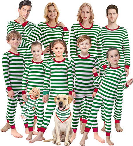 Matching Family Pajamas Christmas Boys and Girls Green Striped Jammies Baby Clothes Children Sleepwear Kids 8t