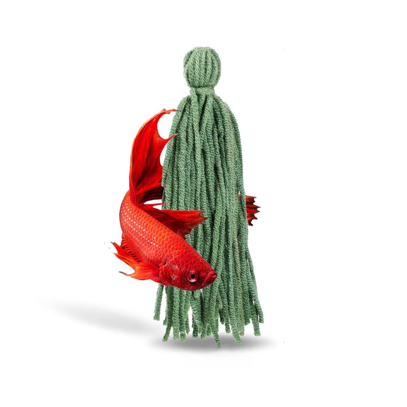 Vnakrny Fish Spawning Mops 10Pcs Aquarium Fish Shrimp Spawning Mop Soft Safe Material Breeding Egg Laying Floating Aquatic Plants Fry Hideout(Olive Green)