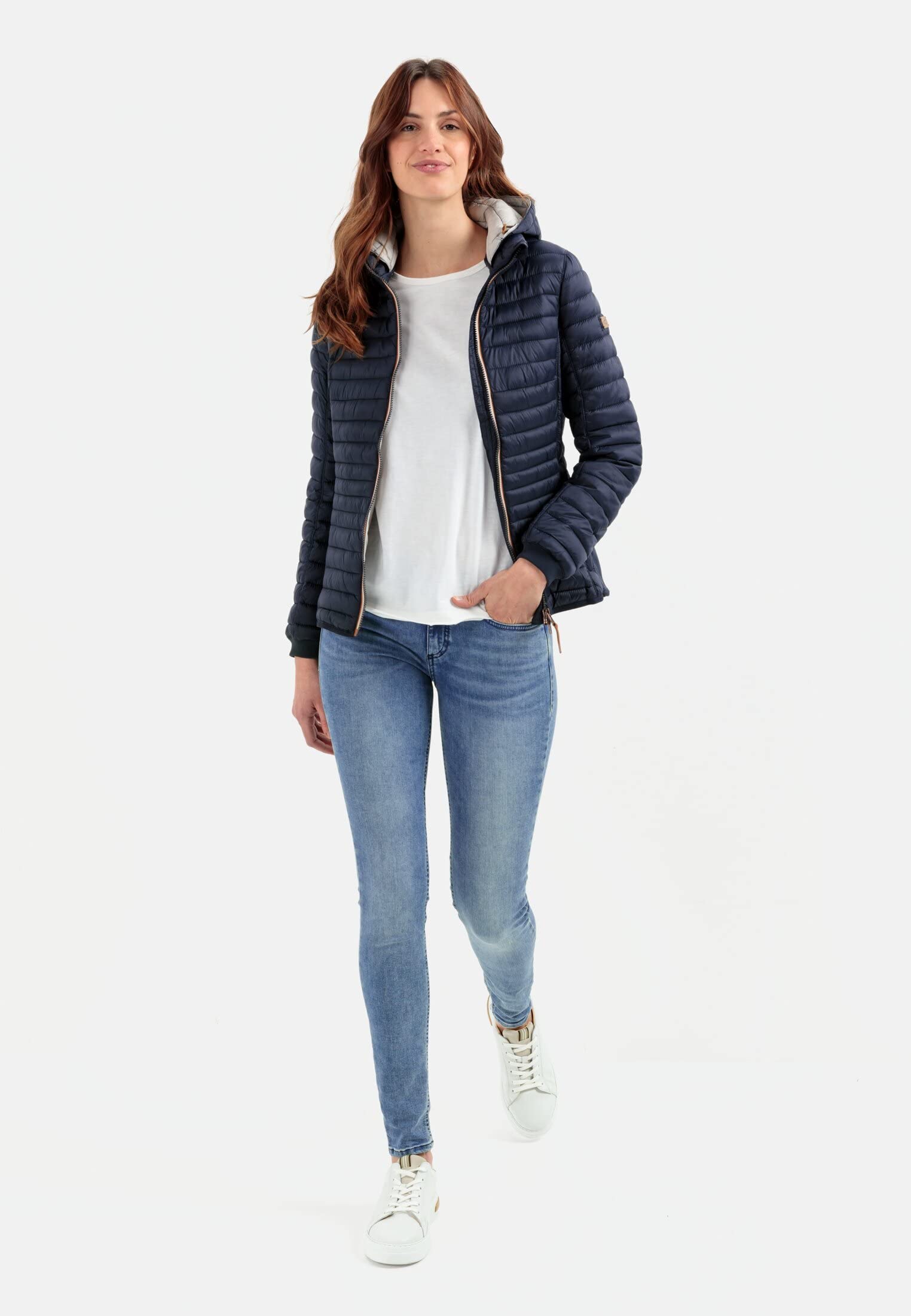 camel active Damen leichte Steppjacke mit Abnehmbarer Kapuze Dunkelblau, womenswear-42