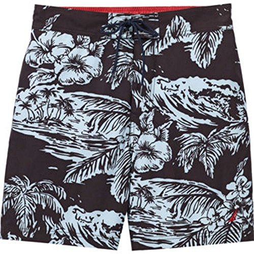 Nautica Men's Swim E-Board Short. Elastic Waist, Inner Key Pocket, Mesh Brief Lining (Medium, Brown Floral 20J) #TOP28