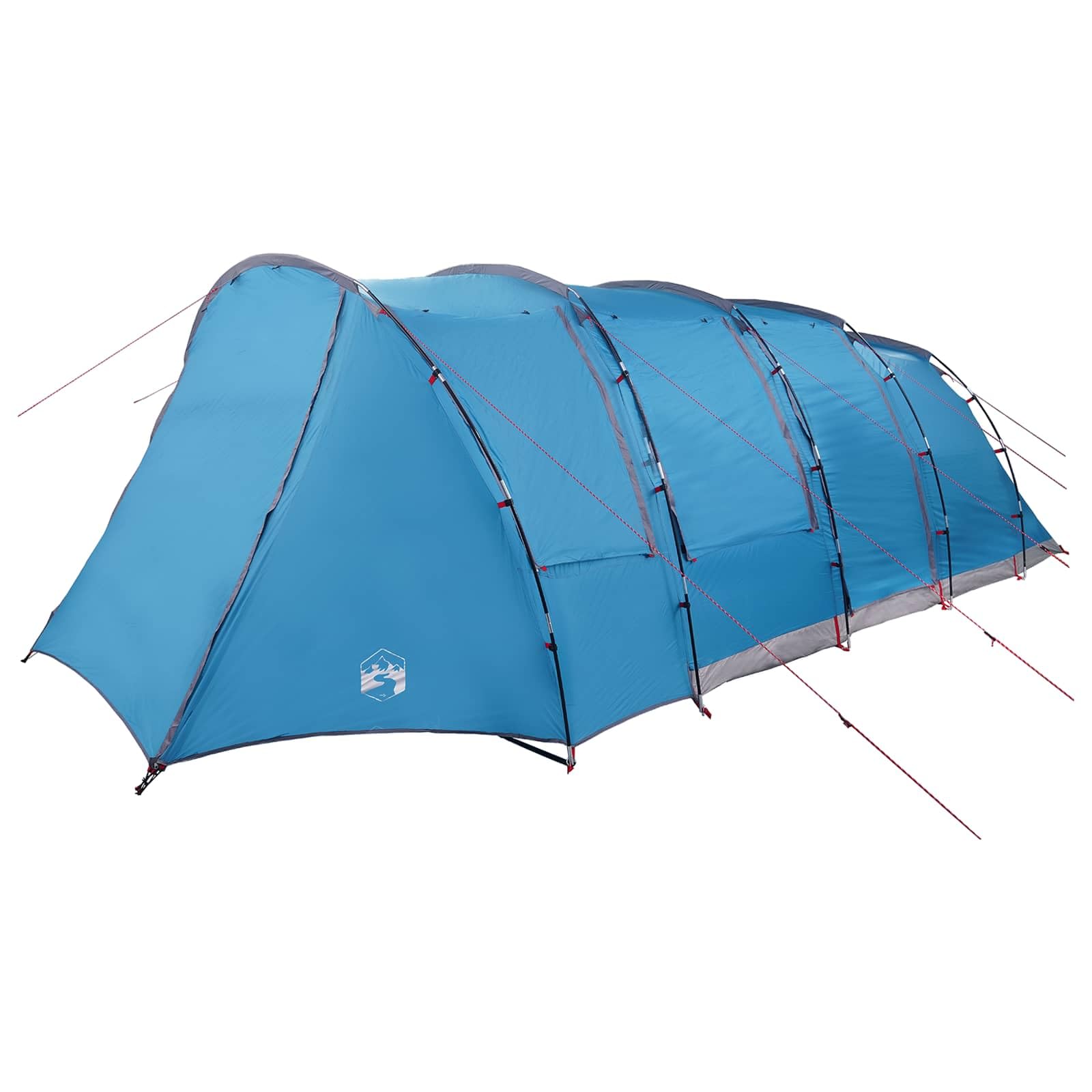 Namiot tunelowy niebieski 675 x 392 x 210 cm, wodoszczelny namiot rodzinny z poliestru 185T ze stelażem z włókna szklanego, wnętrze 25,46 m², łącznie ze śledziem, linką napinającą, torbą do