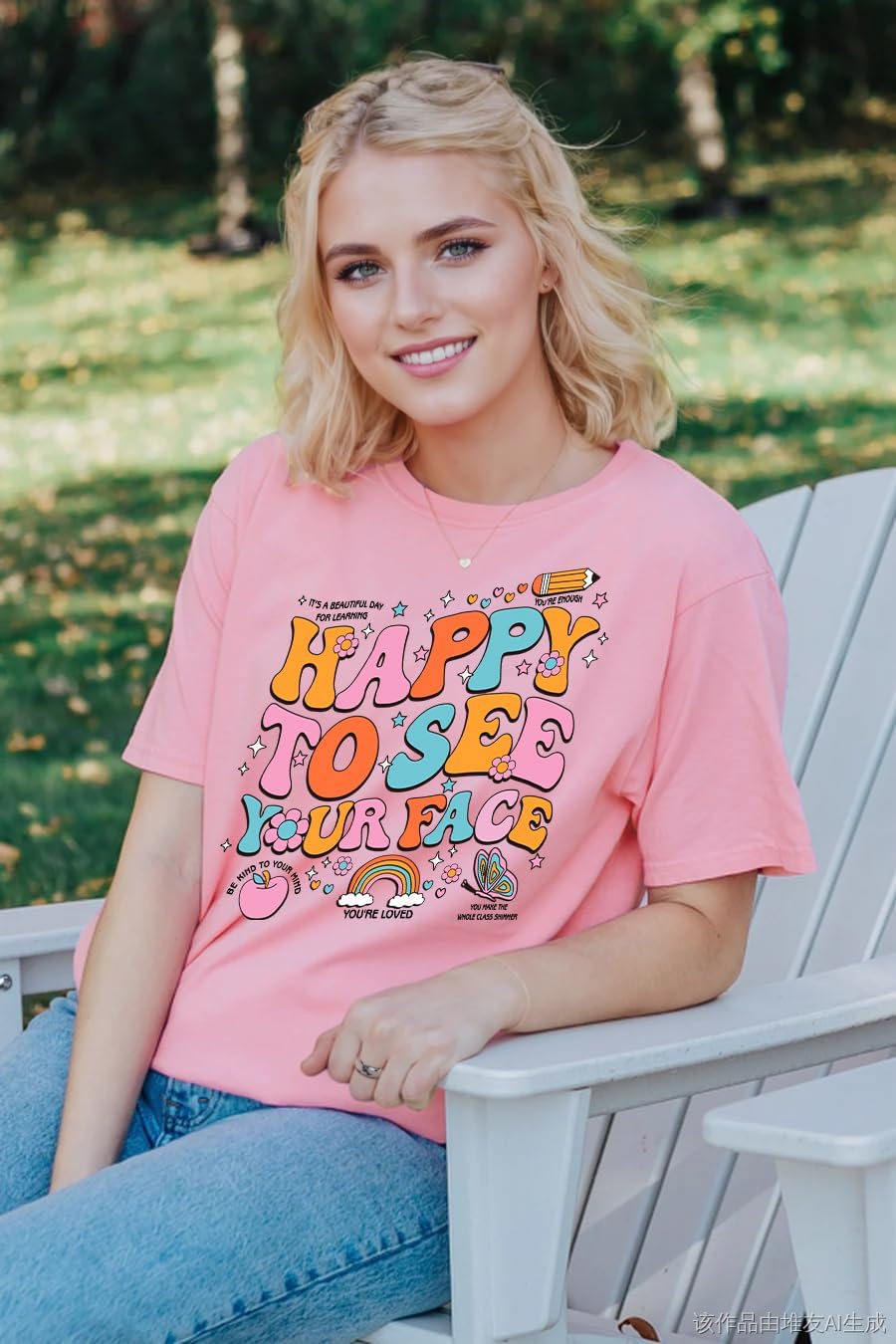 Teacher Shirts for Women Happy to See Your Face Tshirt Funny Back to School Teacher Gift Tee Tops - Image 4