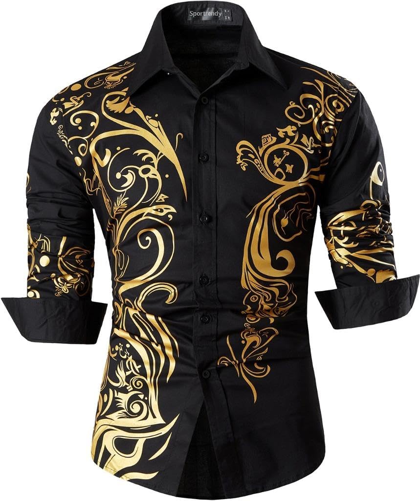 jeansian Men's Long Sleeve Casual Button Down Dress Shirt Slim Fit Z034