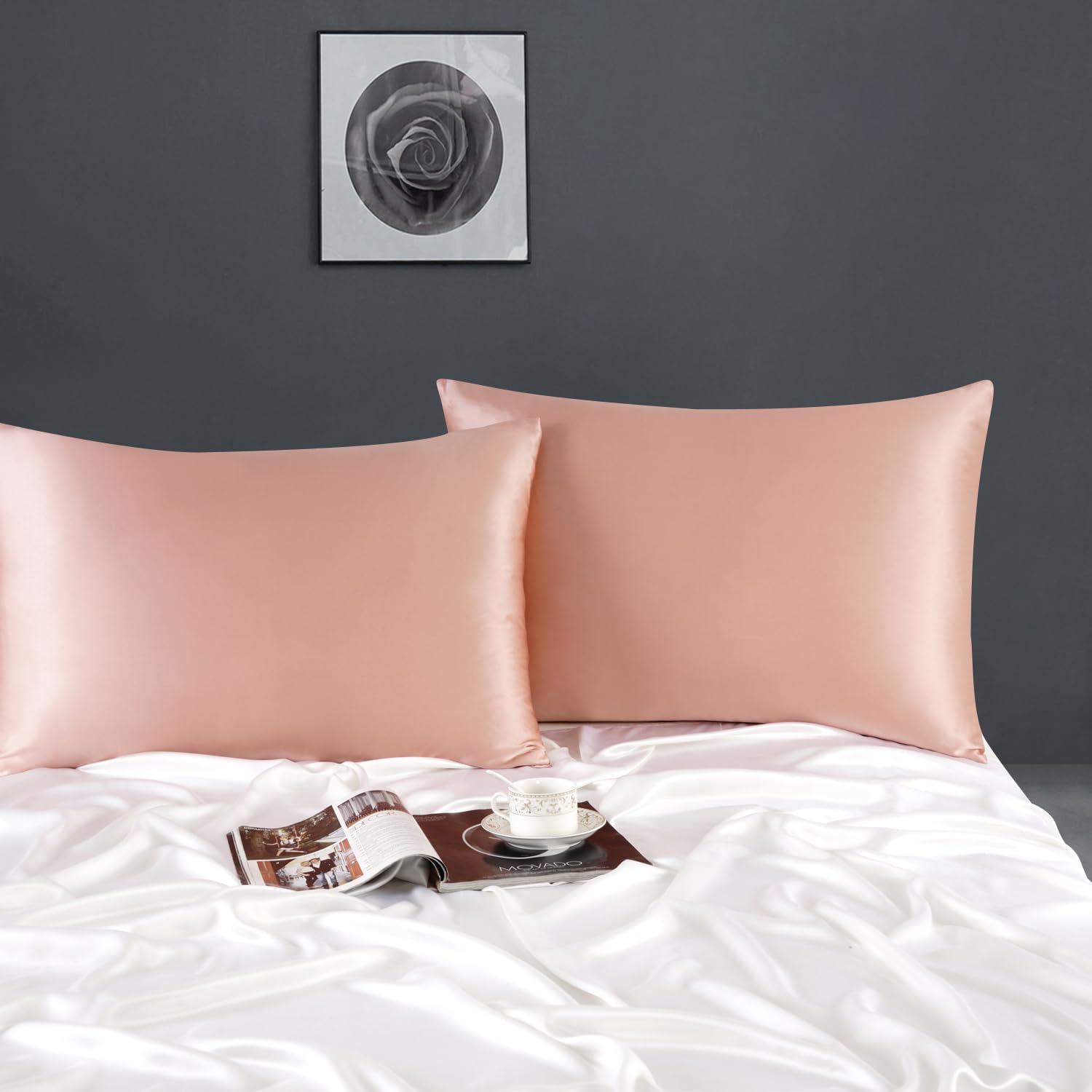 ZIMASILK 100% Pure Mulberry Silk Pillowcase for Hair and Skin Health,Both Sides Premium Grade 6A Silk,Soft and Smooth,600 Thread Count,with Hidden Zipper,1pc (Standard 50x75cm,Coral) - Image 2